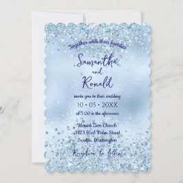 Elegant Baby blue Glitter och Foil Bröllop Inbjudningar