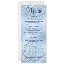 Elegant Baby blue Glitter och Foil Bröllop Menu