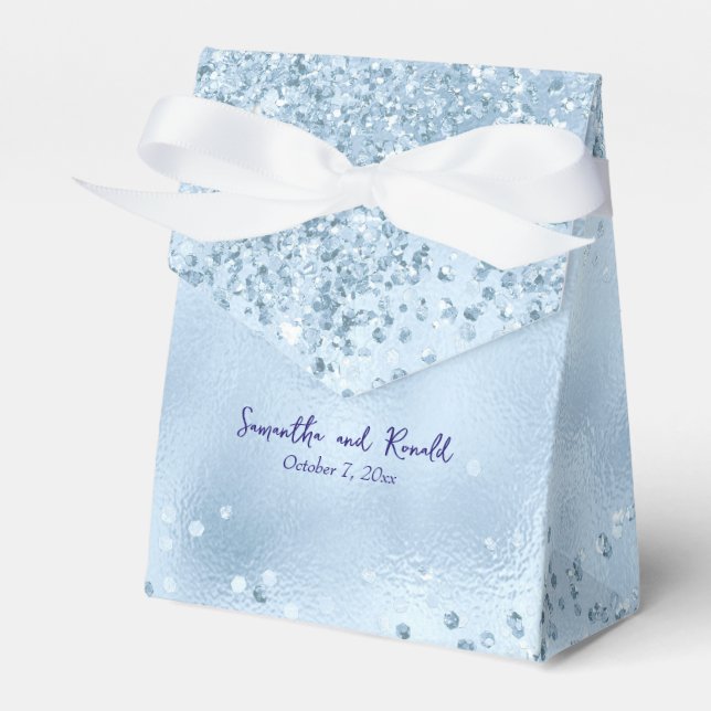 Elegant Baby blue Glitter och Foil Bröllop Presentaskar (Framsidan Sidan)