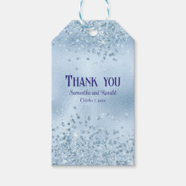 Elegant Baby blue Glitter och Foil Bröllop Tack Presentetikett