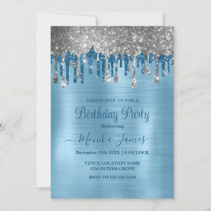 Elegant Baby blue Gnistra Glitter Drivrutiner på f Inbjudningar