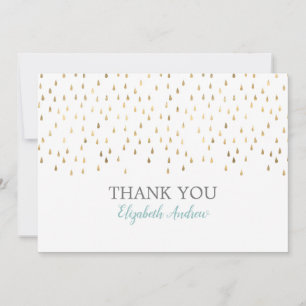 Elegant baby blue & guld- Raindropsbaby shower Tack Kort