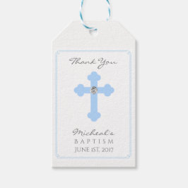 Elegant Baby blue Kor Baptism/Christening Boy Presentetikett