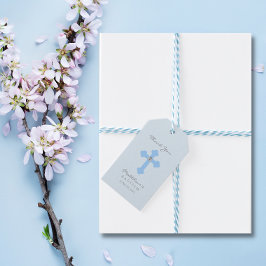 Elegant Baby blue Kor Baptism/Christening Boy Presentetikett