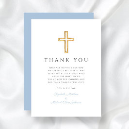 Elegant Baby blue Kor Boy Baptism Tack Kort