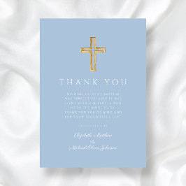 Elegant Baby blue Kor Boy Baptism Tack Kort