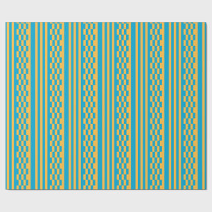 Elegant Baby blue och Gult Geometric Mönster Presentpapper