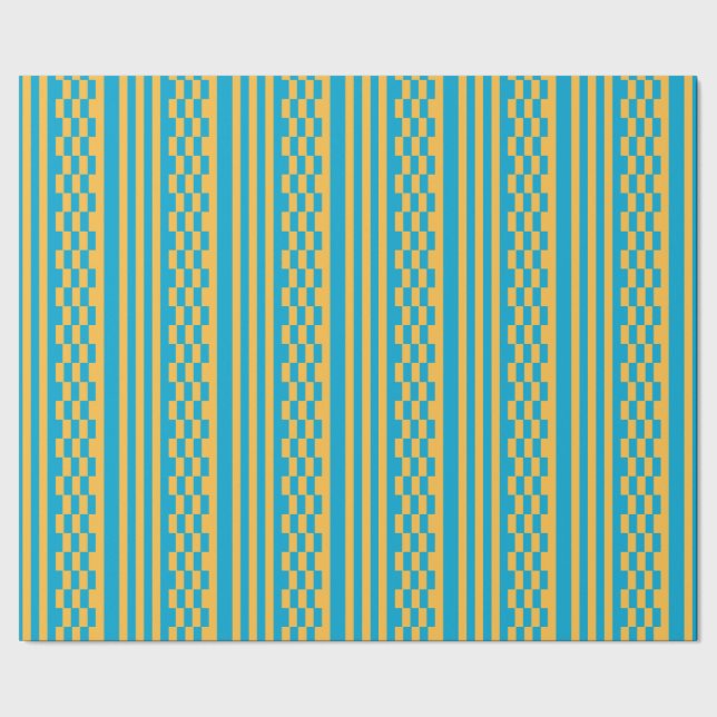Elegant Baby blue och Gult Geometric Mönster Presentpapper (Seam)