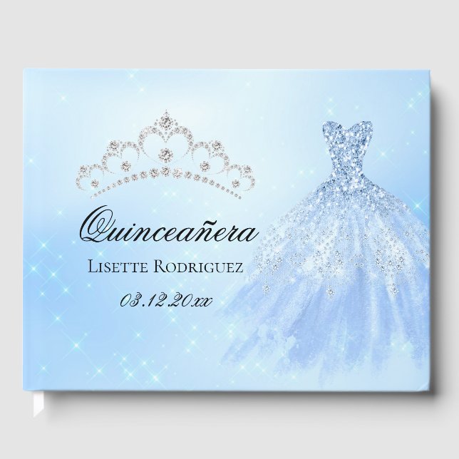 Elegant Baby blue Quinceanera Gästböcker (Framsida)