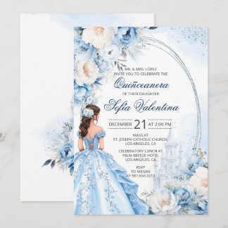 Elegant Baby blue Quinceañera-inbjudan Inbjudningar