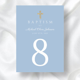 Elegant Baby blue Religiösa Kor Boy Baptism Bordsnummer