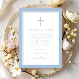 Elegant Baby Blue Religious Cross Baptism Tack Kort