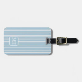 Elegant baby blue stripe monogrammad bagagebricka