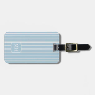 Elegant baby blue stripe monogrammad bagagebricka