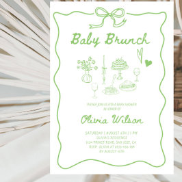 Elegant Baby Brunch Barnrumsinbjudan - Linjekonst Inbjudningar