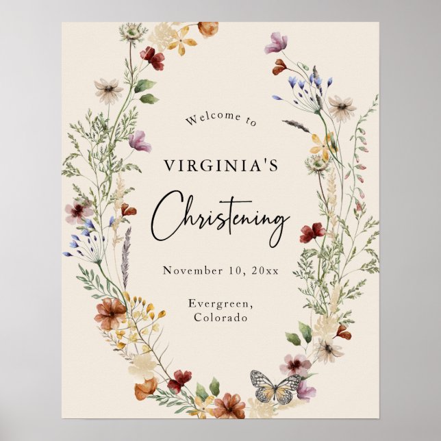 Elegant Baby Christening Välkommen Poster (Framsidan)