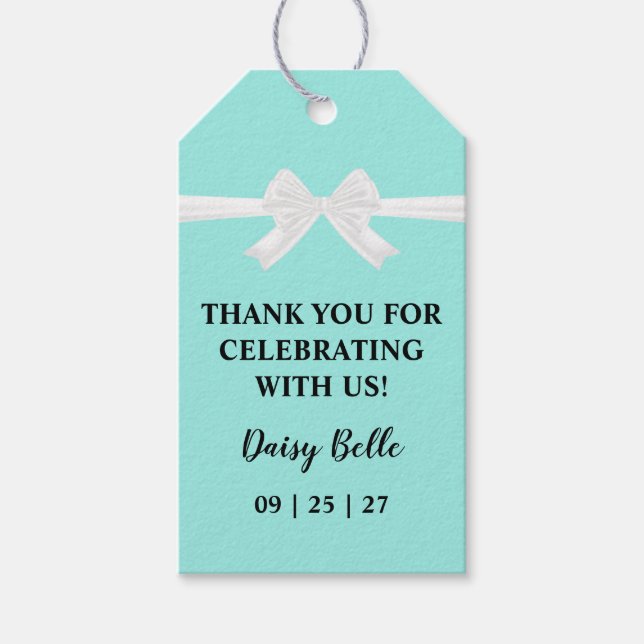 Elegant Baby & Co Black Teal Baby Shower Presentetikett (Framsidan)