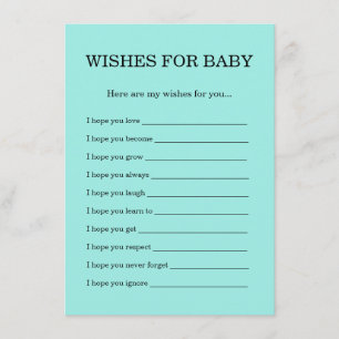 Elegant Baby & Co Svart Teal Baby Shower Tilläggskort