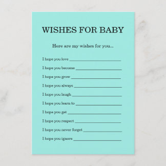 Elegant Baby & Co Svart Teal Baby Shower Tilläggskort