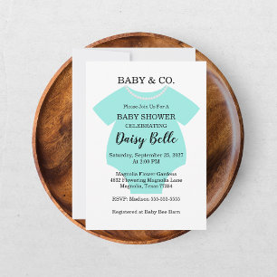 Elegant Baby & Co Svart Teal Barnvaktparty Inbjudningar