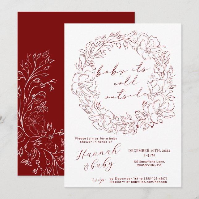 Elegant Baby Det är Kallet utanför vinter-visaren  Inbjudningar (Fram/baksida)