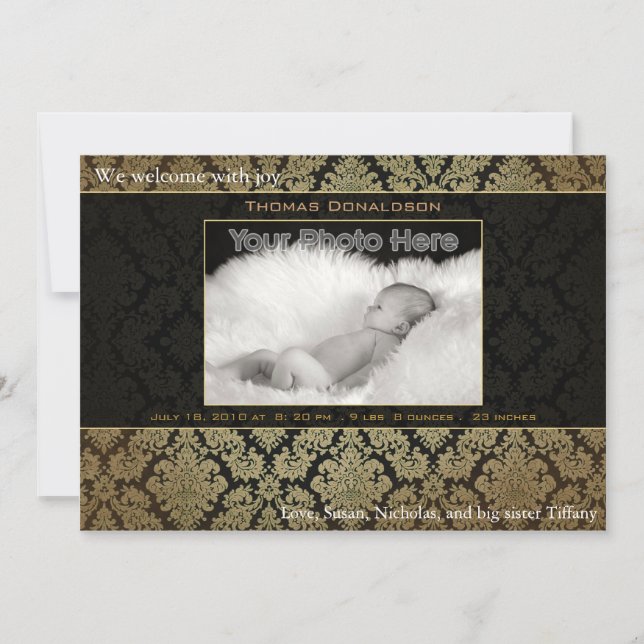 Elegant baby födelseattest meddelande (Framsida)