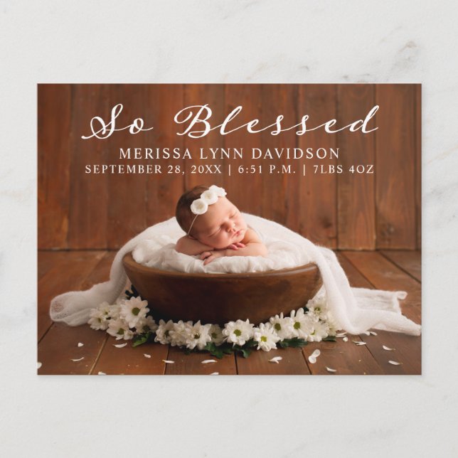 Elegant Baby födelsemeddelande Meddelande Vykort (Framsida)