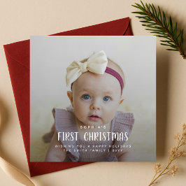 Elegant Baby Första julens Red Photo Family Julkort