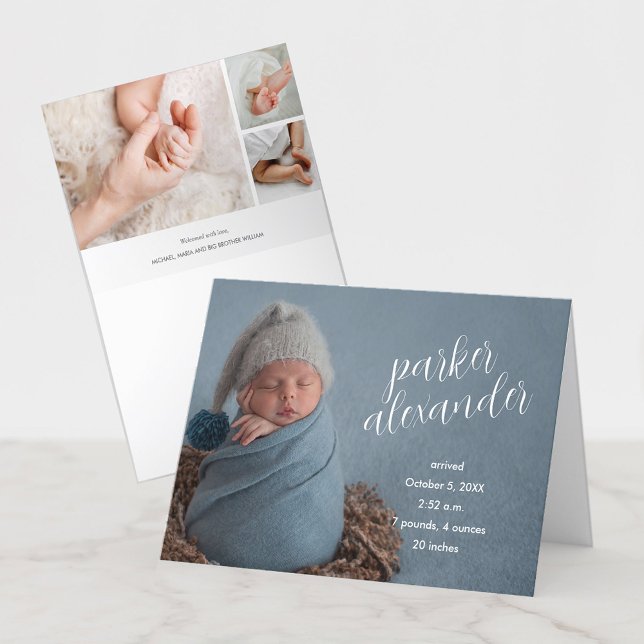 Elegant Baby foto-mappat födelsemeddelande Meddelande (Skapare uppladdad)