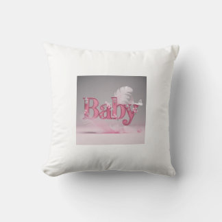 Elegant Baby Girl Pink Typography | Floral & Butte Kudde