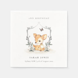 Elegant Baby Hjort Blommigt Vapensköld vid någon å Pappersservett