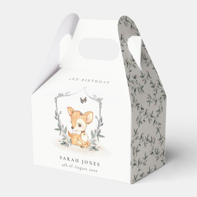 Elegant Baby Hjort Blommigt Vapensköld vid någon å Presentaskar (Framsidan Sidan)