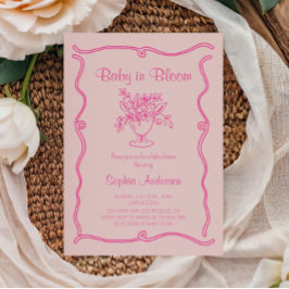 Elegant Baby i Bloom Rosa Blommigt Baby Shower Inbjudningar