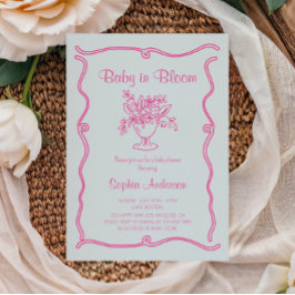 Elegant Baby i Bloom Rosa Blommigt Baby Shower Inbjudningar