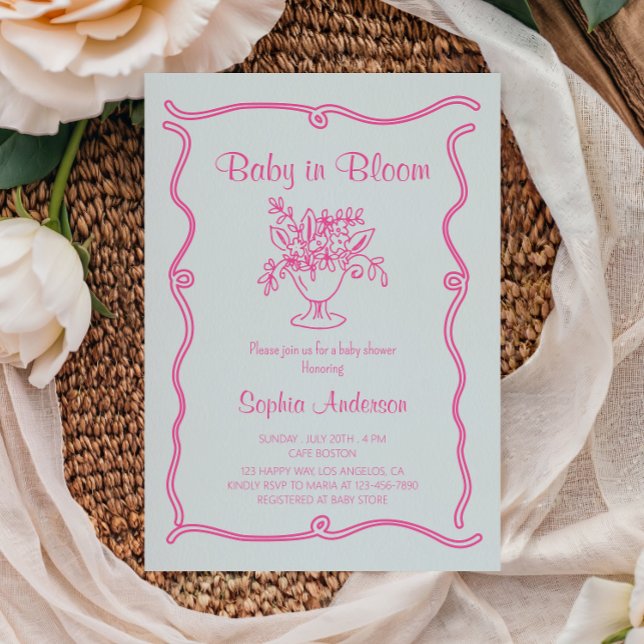 Elegant Baby i Bloom Rosa Blommigt Baby Shower Inbjudningar (Skapare uppladdad)