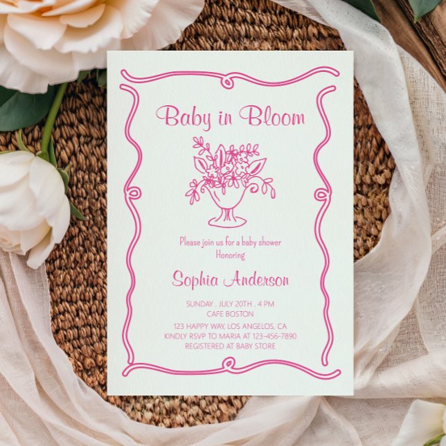 Elegant Baby i Bloom Rosa Blommigt Baby Shower Inbjudningar (Skapare uppladdad)