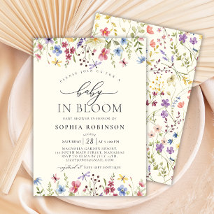 Elegant Baby i Bloom ScripWildblomma Baby Shower Inbjudningar