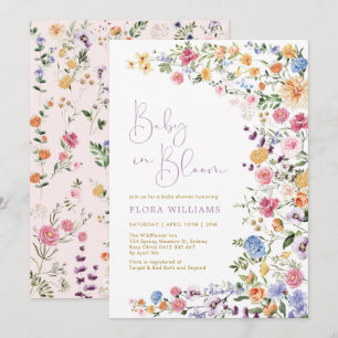 Elegant Baby i Bloom Wildblomme Baby Shower Inbjudningar