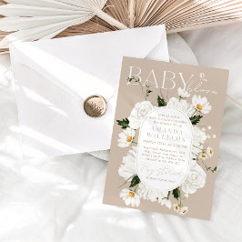 Elegant Baby i Daisyns babyskor i blomman Inbjudningar