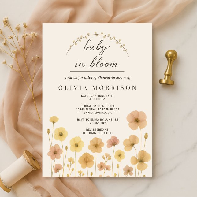 Elegant Baby In Bloom Boho Barnrumsfirande  Inbjudningar (Skapare uppladdad)