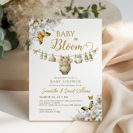 Elegant Baby in Bloom Floral Clothes Baby Shower Inbjudningar
