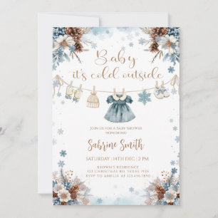 Elegant Baby it's Cold Outside flicka Baby Shower Inbjudningar