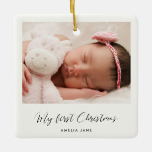Elegant Baby Mitt första julfoto Julgransprydnad Keramik