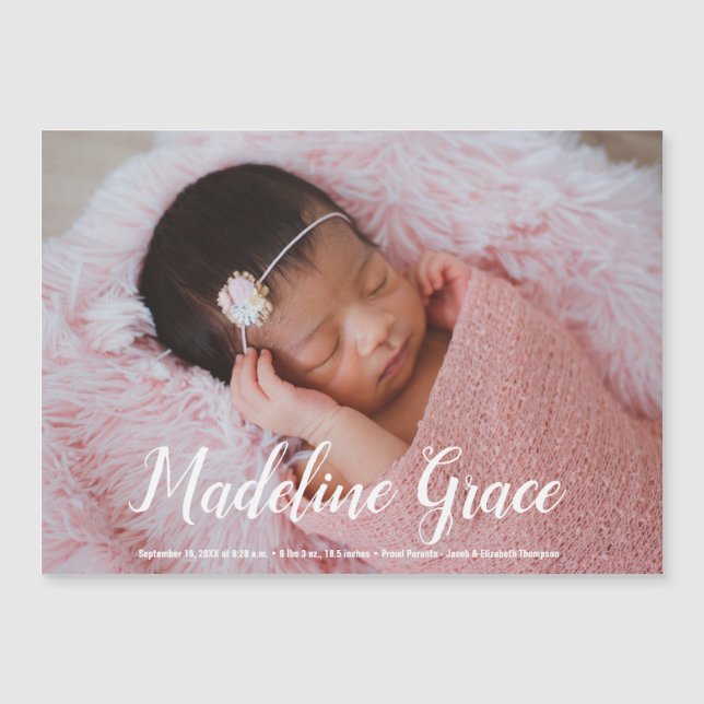 Elegant Baby Namn-skript - meddelande om foto Birt (Framsida)