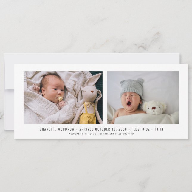 Elegant Baby Photo Collage Birth Notice (Framsida)