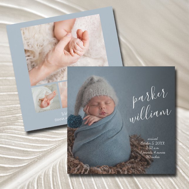 Elegant Baby Photo Collage Birth Notice (Skapare uppladdad)