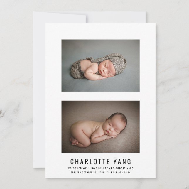 Elegant Baby Photo Collage Birth Notice (Framsida)