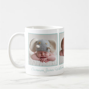 Elegant Baby Photo Collage Mint Grönt Script Kaffemugg