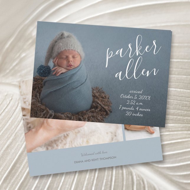 Elegant Baby Photo Collage Tillkännagivande för fö (Skapare uppladdad)