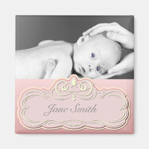 Elegant Baby Photo Keepsak - Rosa Magnet